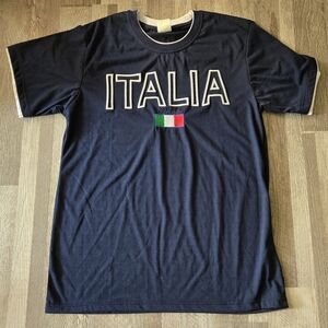 Italia Roma Embroidered Navy Ringer Tee Shirt Size L / XXL Euro Vancouver 2026